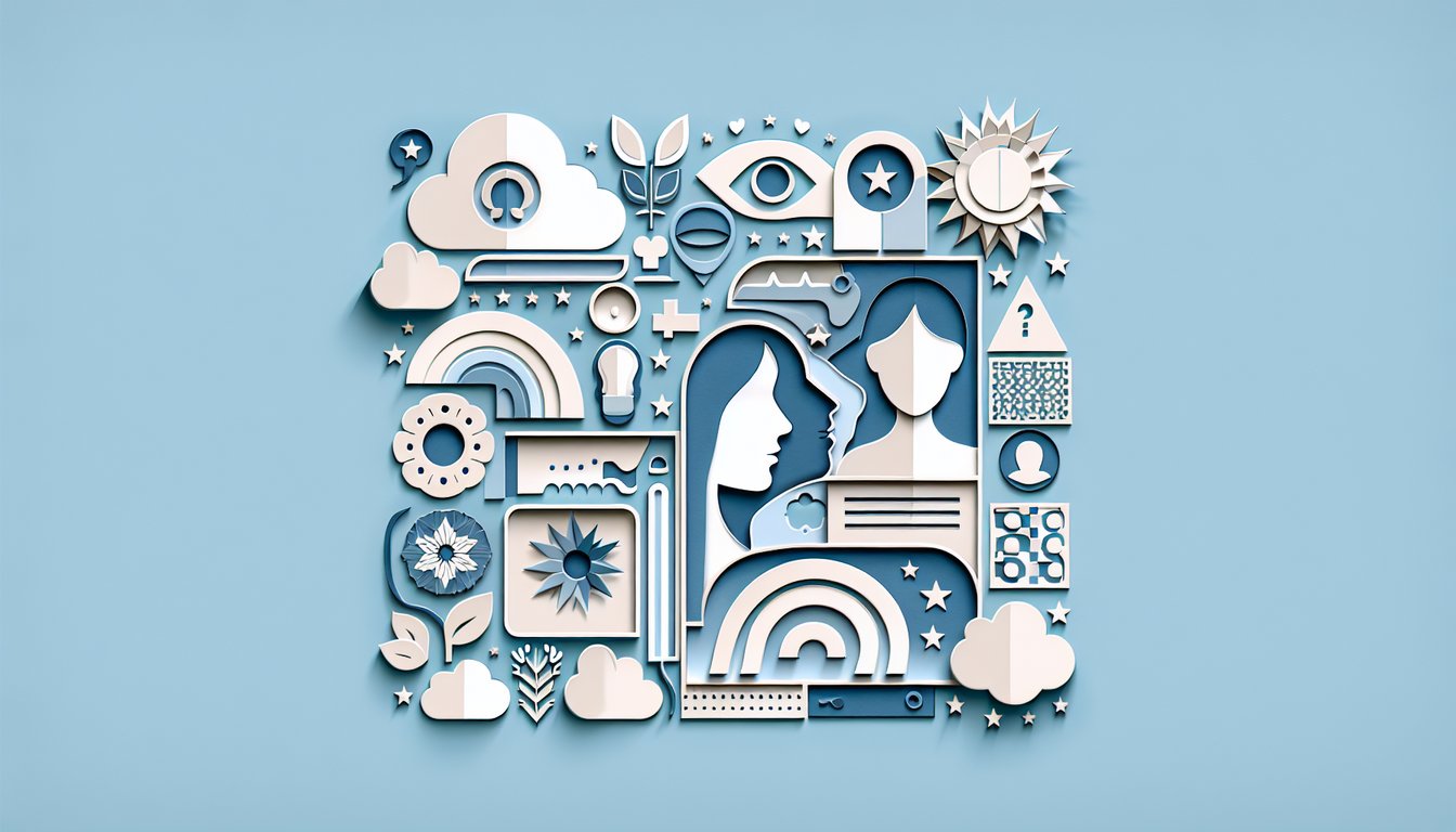 Paper art illustration for Am I a Loser quiz on a sky blue background