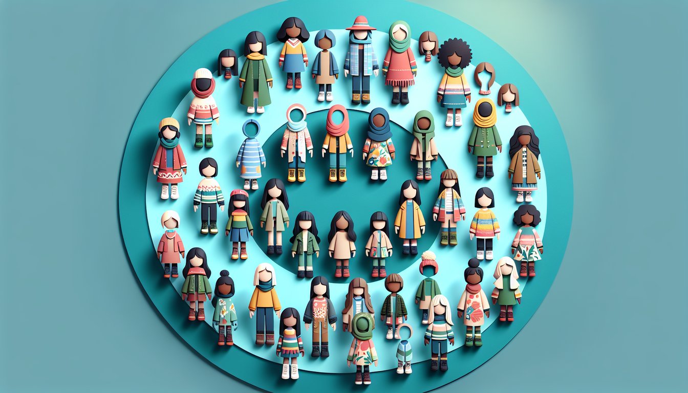 Paper art American Girl dolls on teal background for personality quiz to discover your ideal doll match