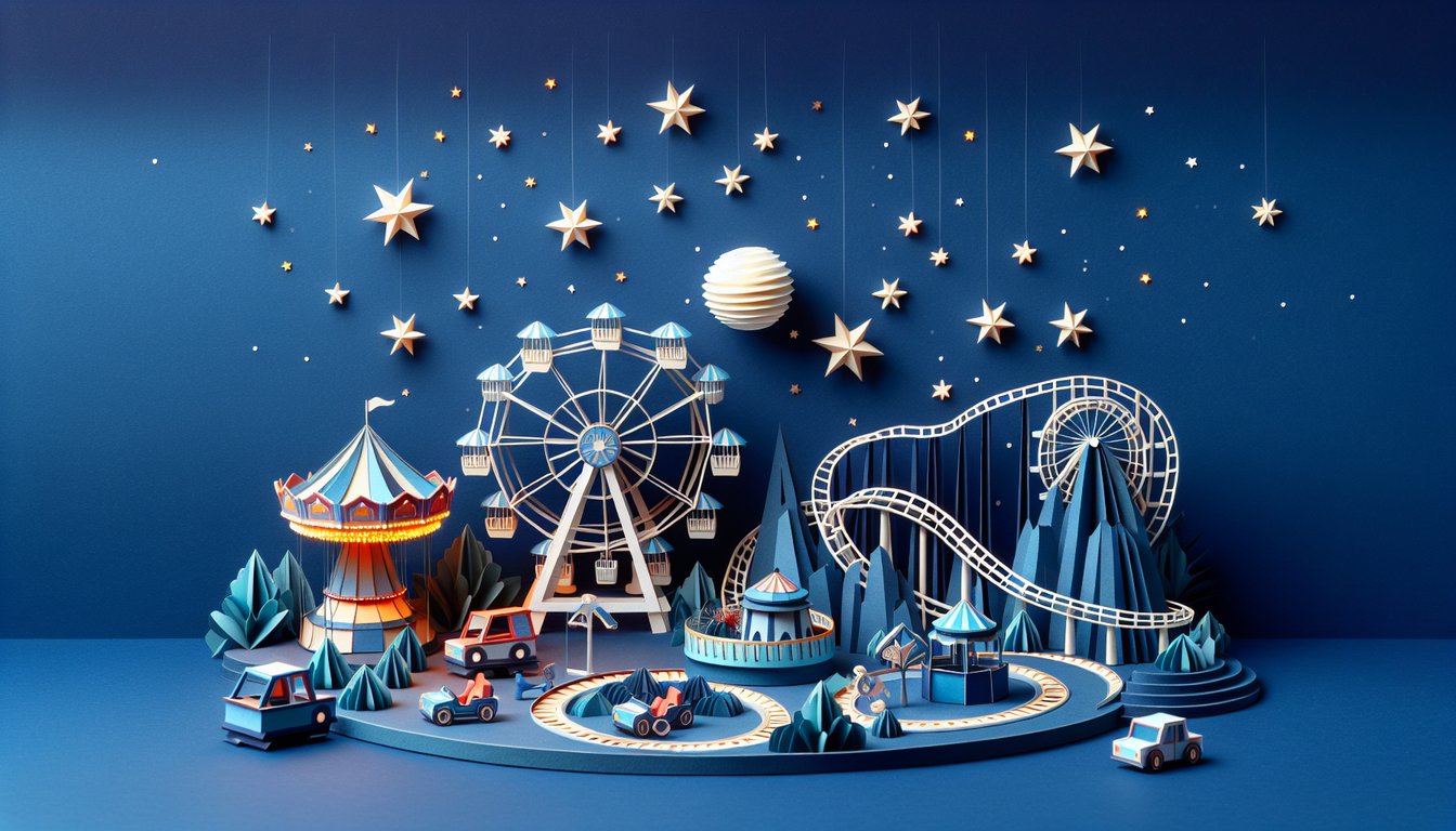 Colorful paper art depicting elements related to Ride Operator Safety Quiz.
