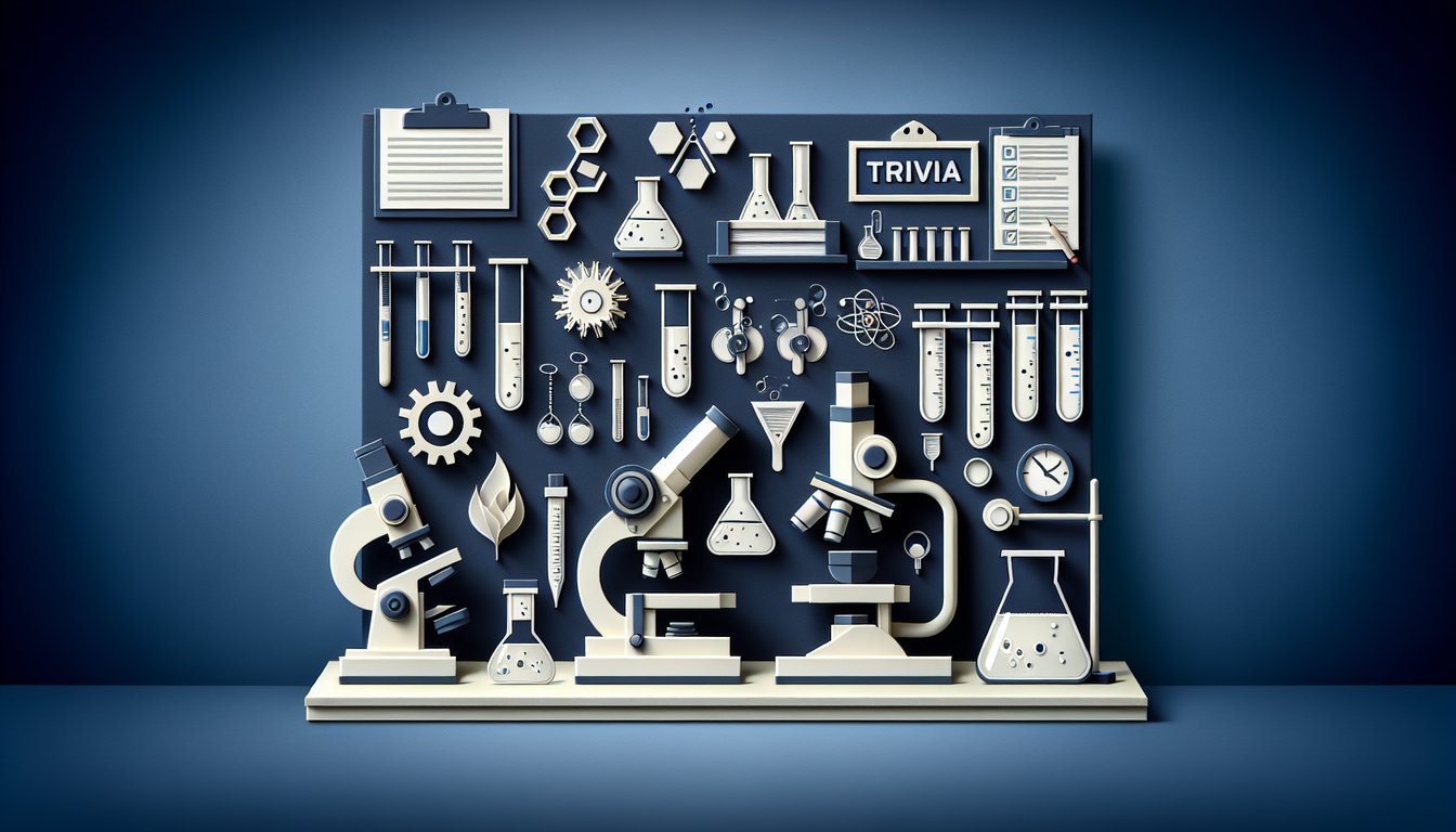 Colorful paper art promoting Lab Tools Showdown quiz for high school science students.