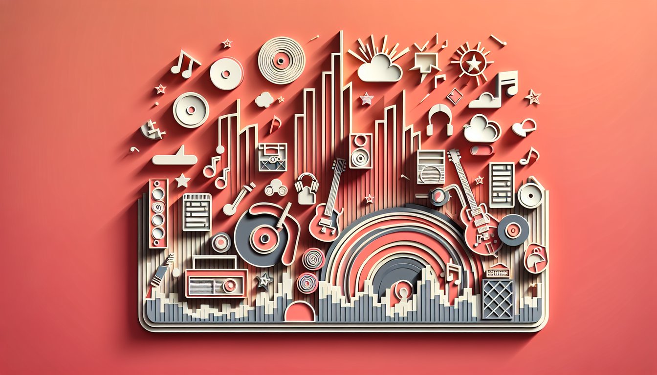 Paper art silhouettes of singer with microphone, musical notes and trivia icons on coral background for Bobby Brown quiz