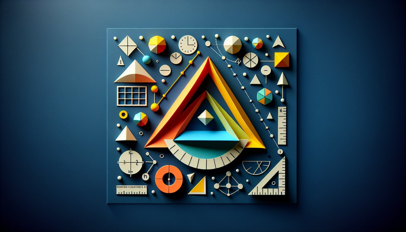 Paper art illustrating a trivia quiz for high school geometry students on the converse of the Pythagorean Theorem.