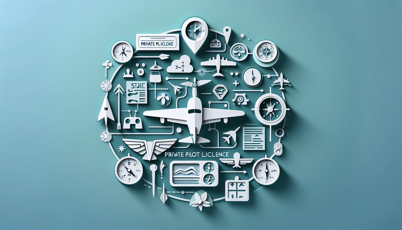 Paper art airplane quiz checklist for PPL flight fundamentals aircraft stability emergency procedures on teal background