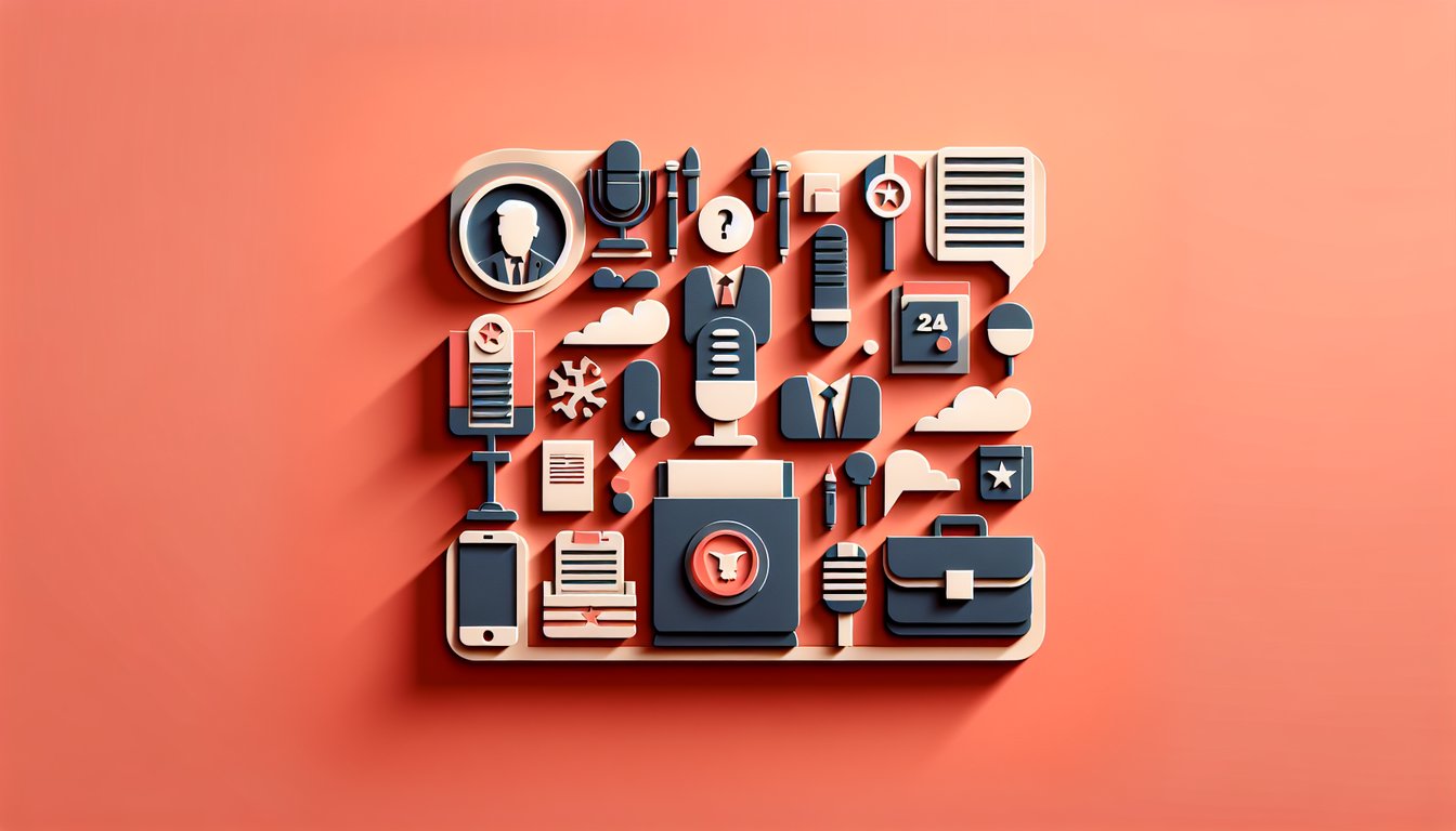 Paper art illustration for Presidential Quiz Game with trivia questions on a coral background