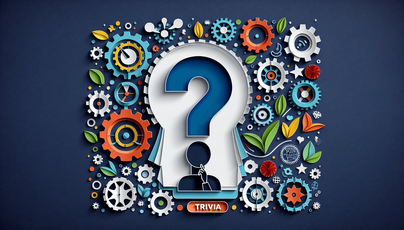 Colorful paper art illustrating a quiz on Employee Quality Management System Training