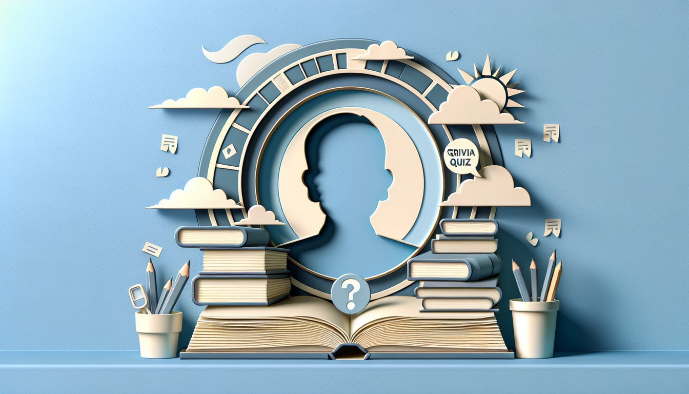 Paper art illustration of Sodapop Patrick Curtis and text free trivia quiz challenge on sky blue background.