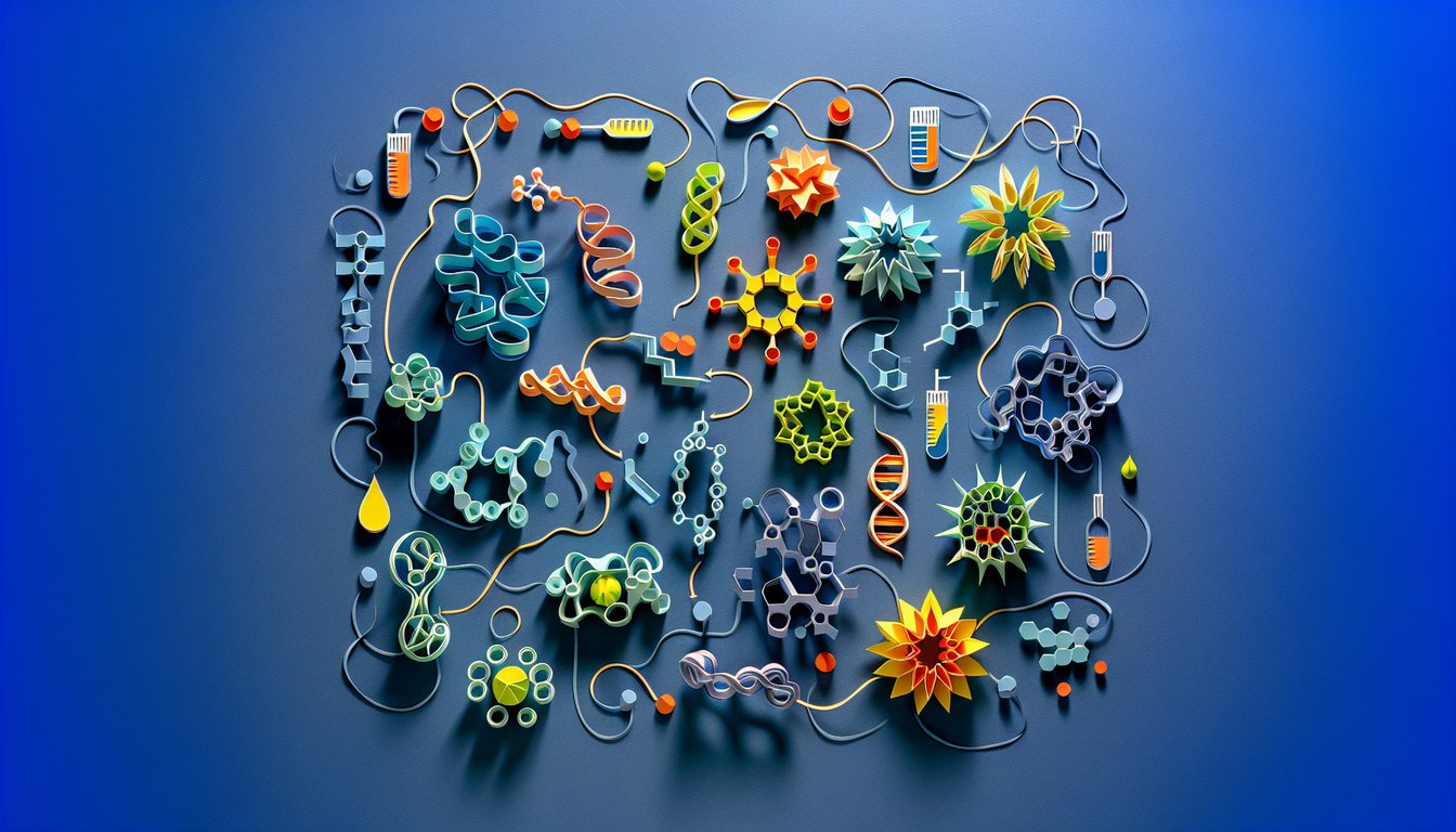 3D voxel art illustrating the complex processes in Enzyme Reaction Mechanisms course