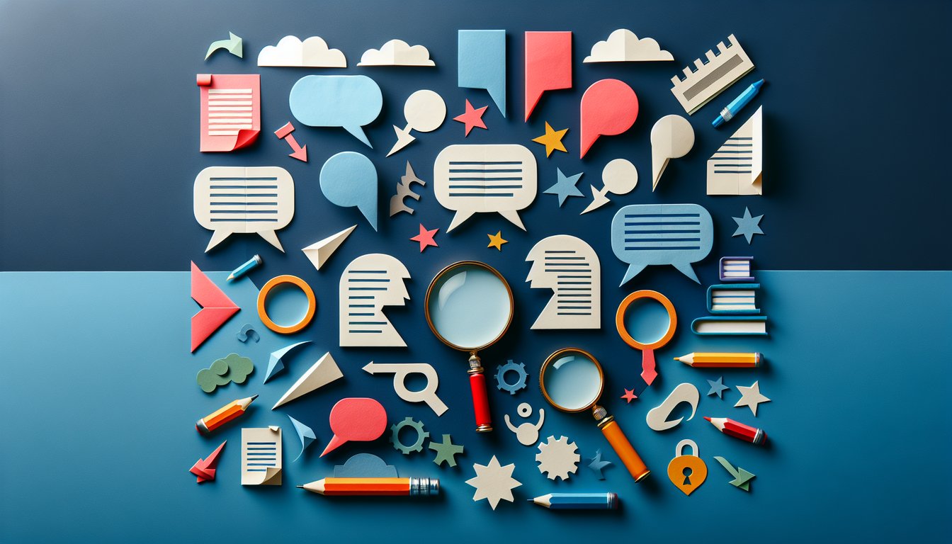 Paper art promoting Trace the Argument quiz for high school language arts students