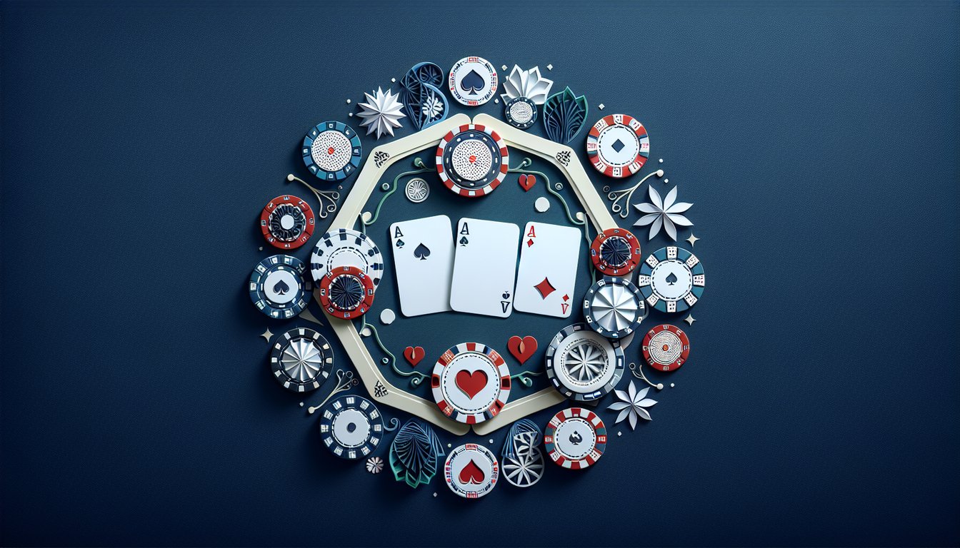 Colorful paper art depicting a poker game for a preflop decision quiz