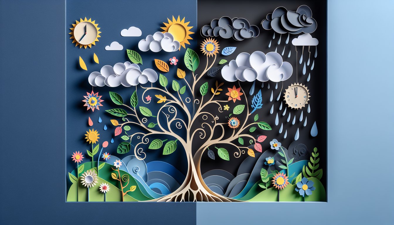 Paper art illustration promoting a free Toxic Family Test on a dark blue background