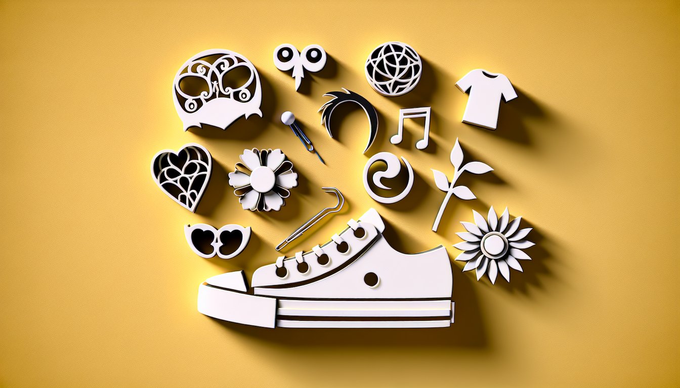 Paper art illustration for emo style personality quiz on golden yellow background