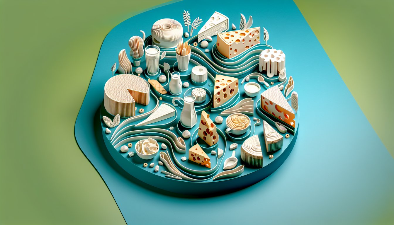 Paper art illustration promoting a free cheese trivia quiz on a teal background
