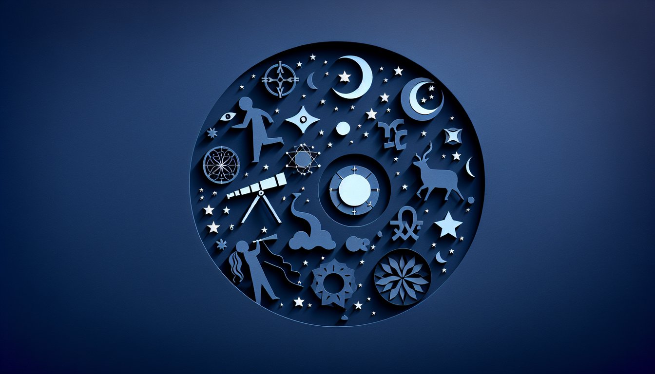 Colorful paper art depicting various astrological signs for an Astrology Identification Quiz