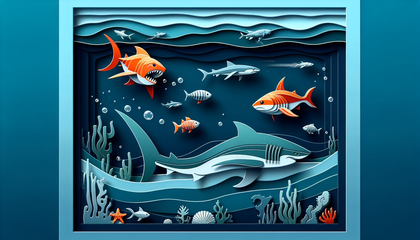 Paper art illustration for Finding Nemo trivia quiz featuring iconic moments on a dark blue background