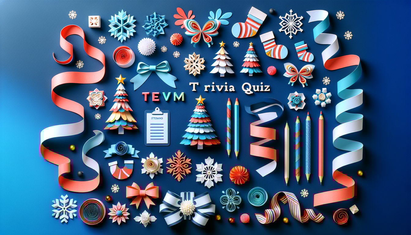 Festive paper art depicting a Holiday Season Team Trivia Quiz