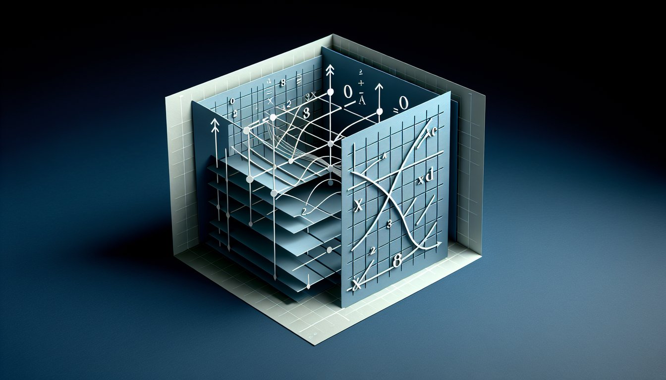 Paper art illustration for a free systems of equations quiz on a dark blue background