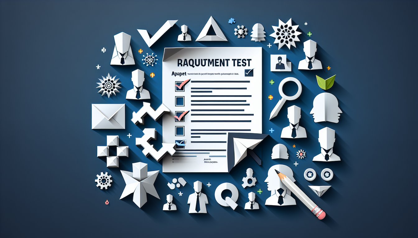 Colorful paper art depicting a recruitment aptitude test quiz scenario