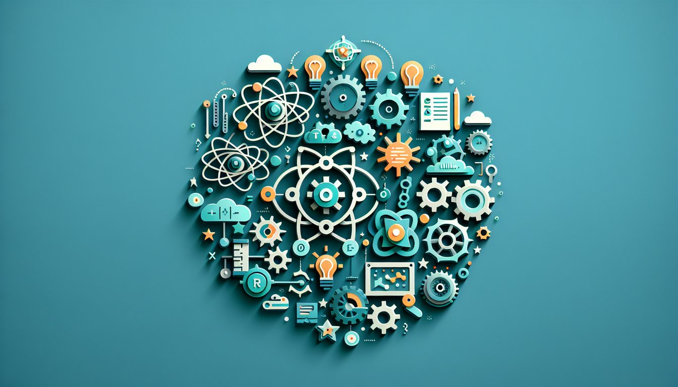 Paper art illustration for STEM pop quiz challenge on a teal background