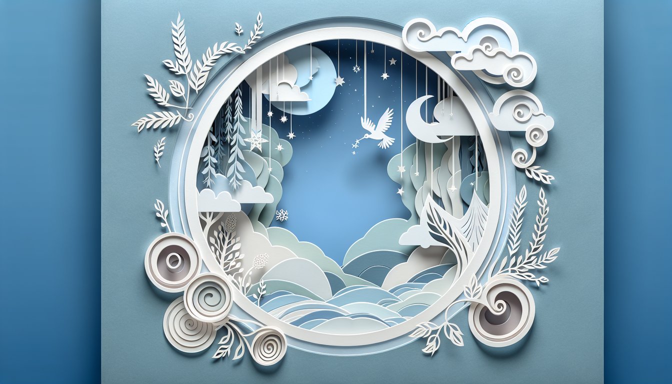 Elf-themed personality quiz paper art illustration on a sky blue background.