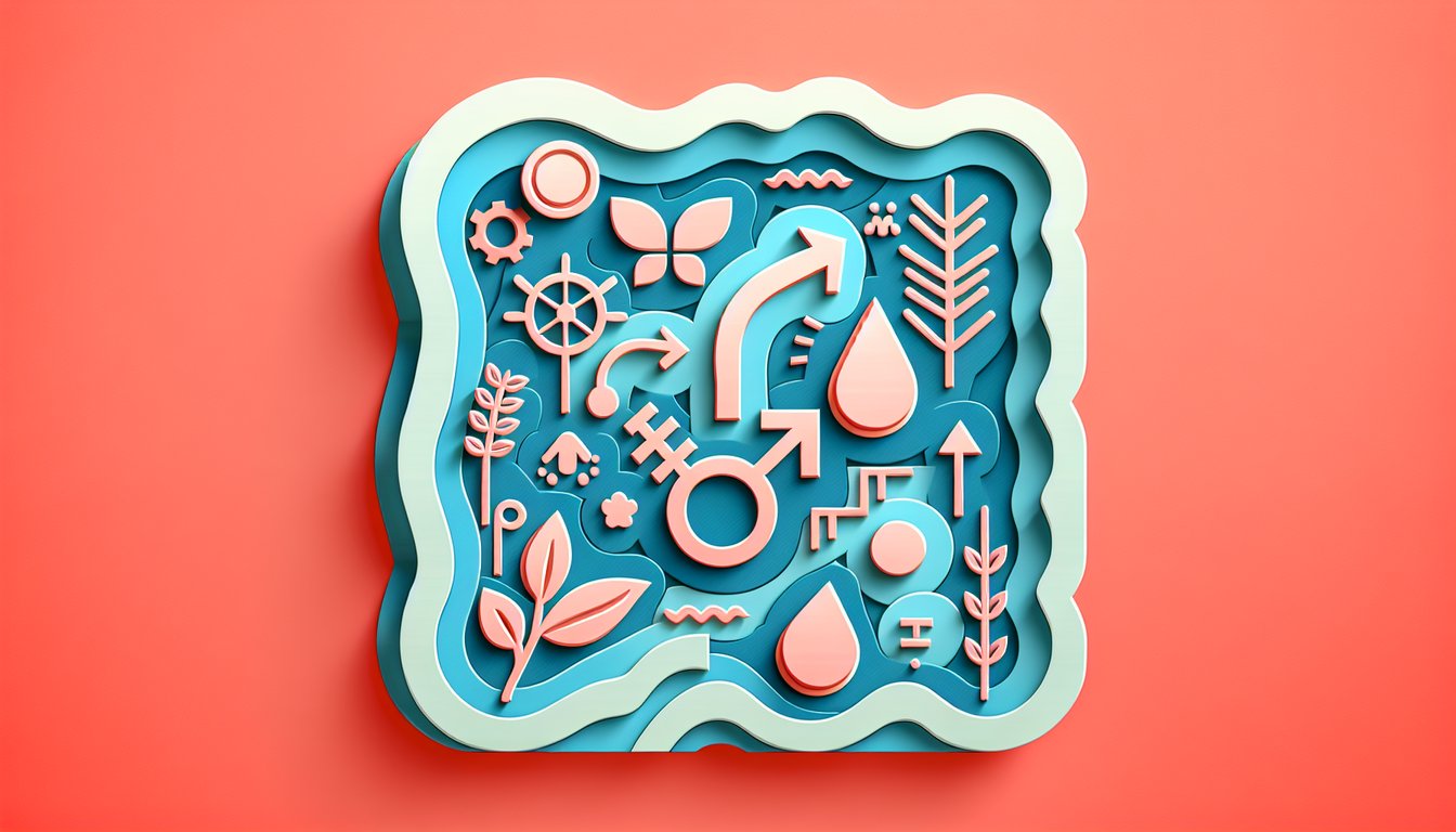 Paper art illustration promoting a free puberty test for guys on a coral background