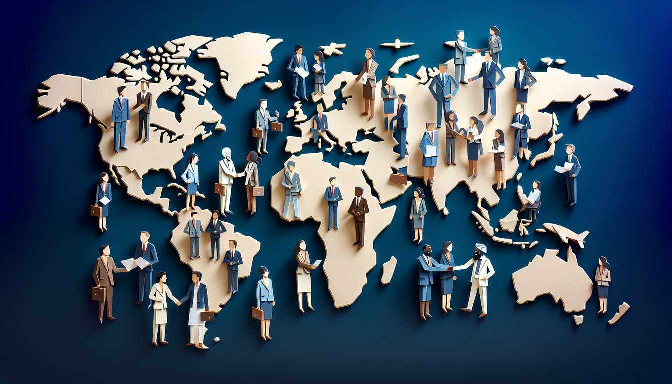 3D voxel art depicting Intercultural Learning in Business course concept