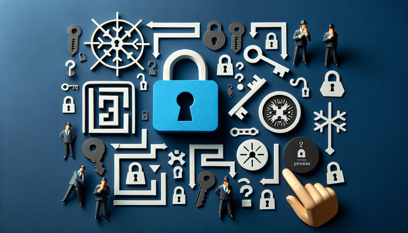 Colorful paper art depicting elements related to a Password Security Quiz.
