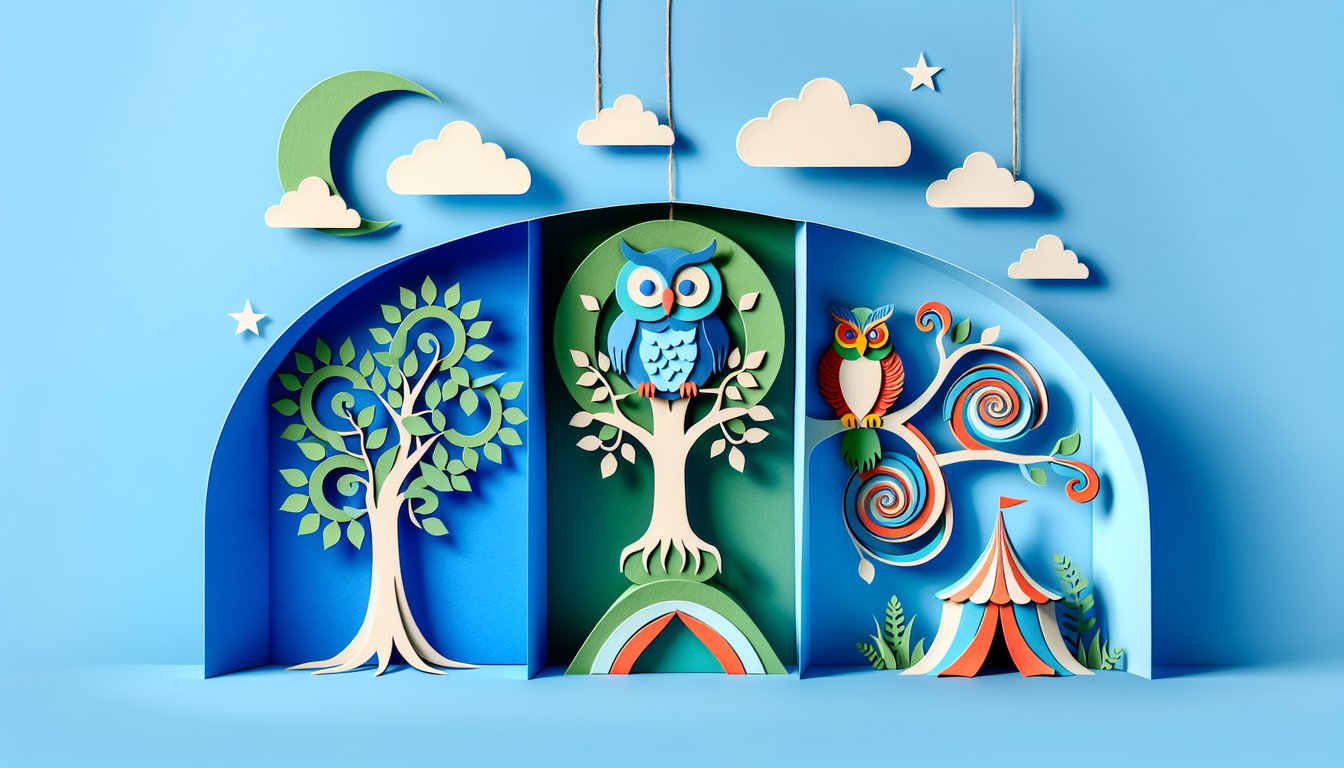 Paper art illustration for personality test quiz on sky blue background