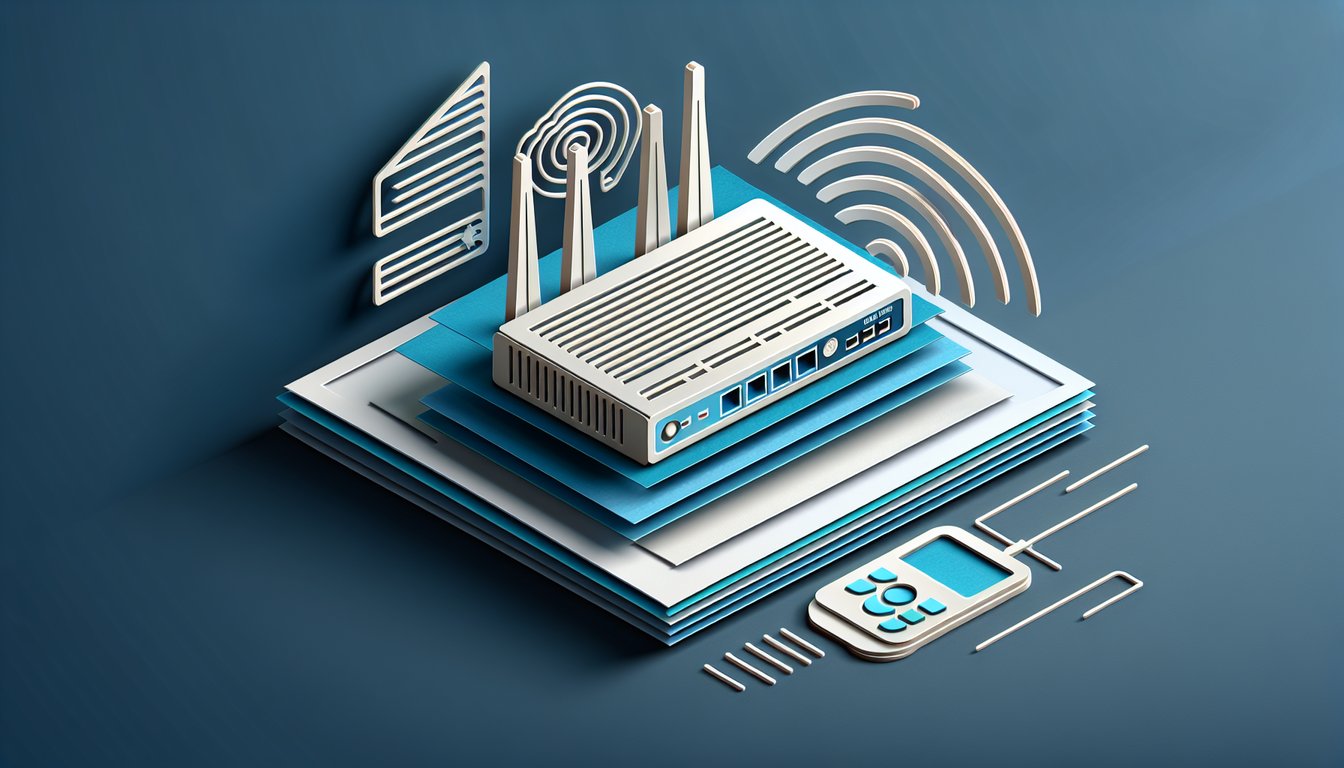 Paper art illustration for free CCNA 4 practice quiz, selecting three WAN edge router functions on dark blue background
