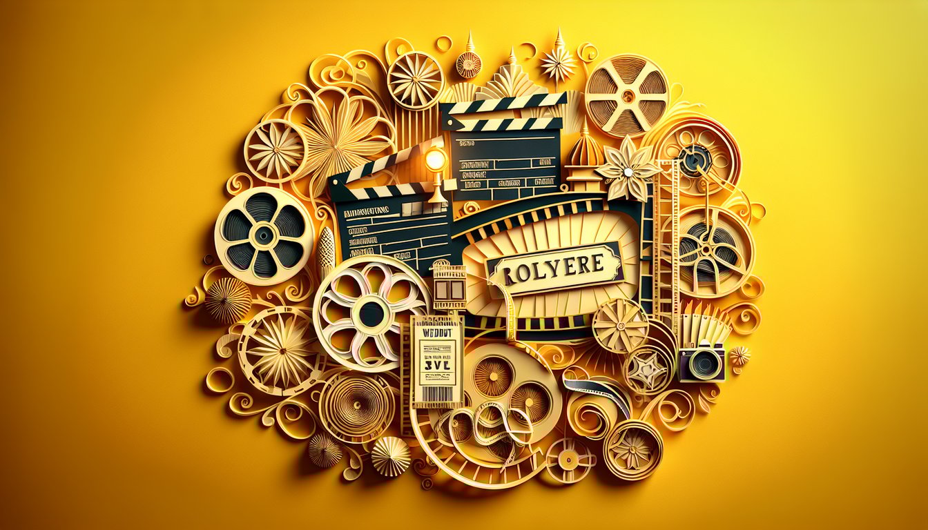 paper art collage of legendary Bollywood actor portraits on golden yellow background for quiz challenge