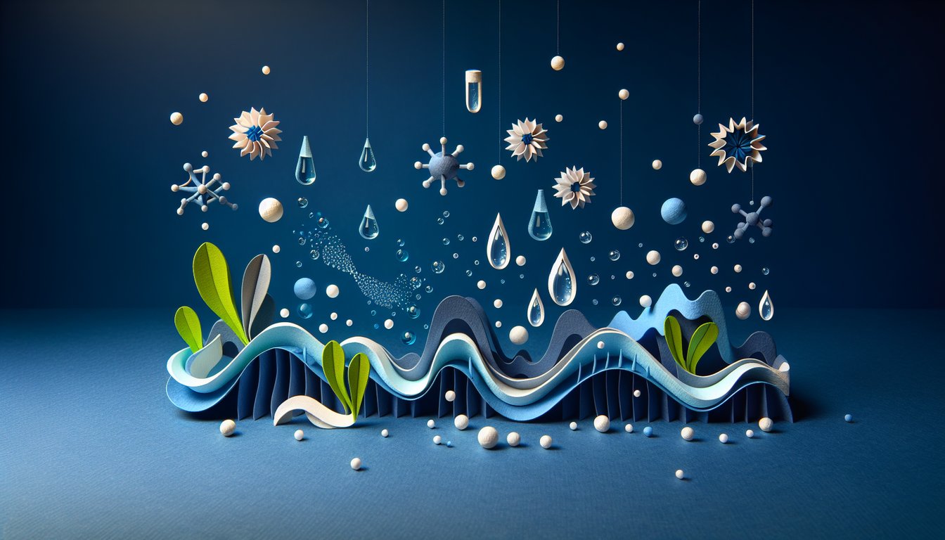 Colorful paper art promoting a high school-level biology trivia quiz on water potential concepts.