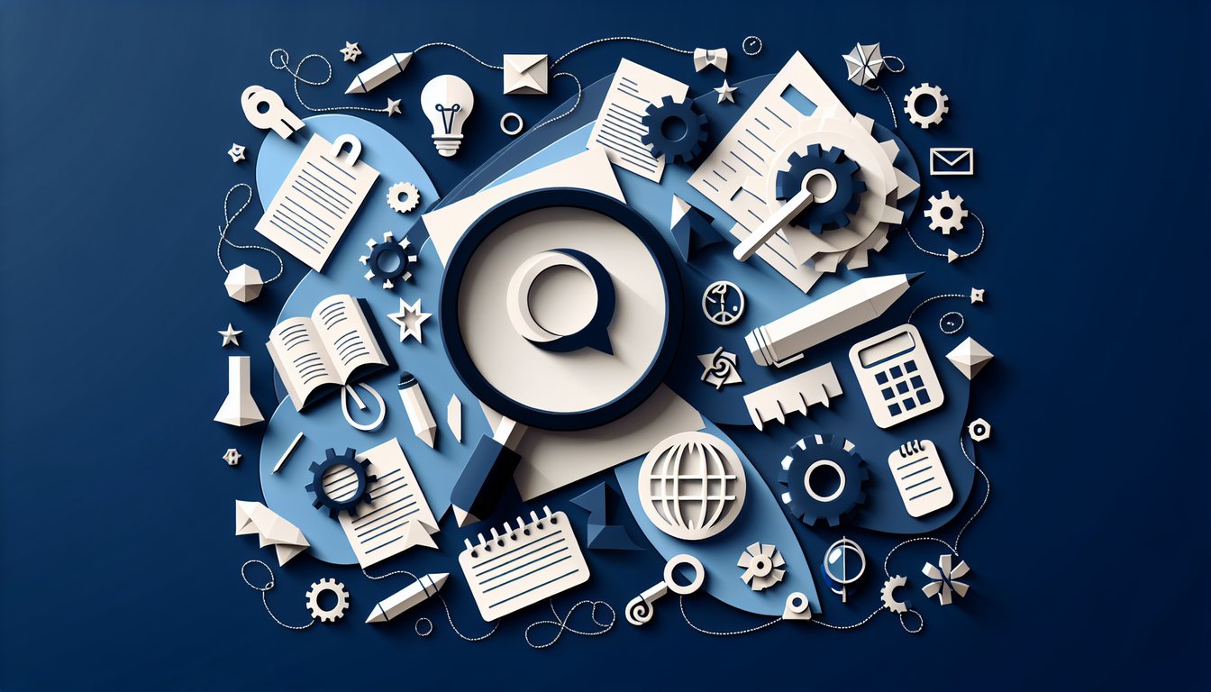 Colorful paper art illustrating a quiz on English Grammar Level Test