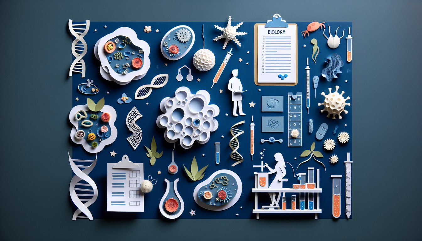 Paper art representing a Keystone Bio Blitz trivia quiz for high school biology students.