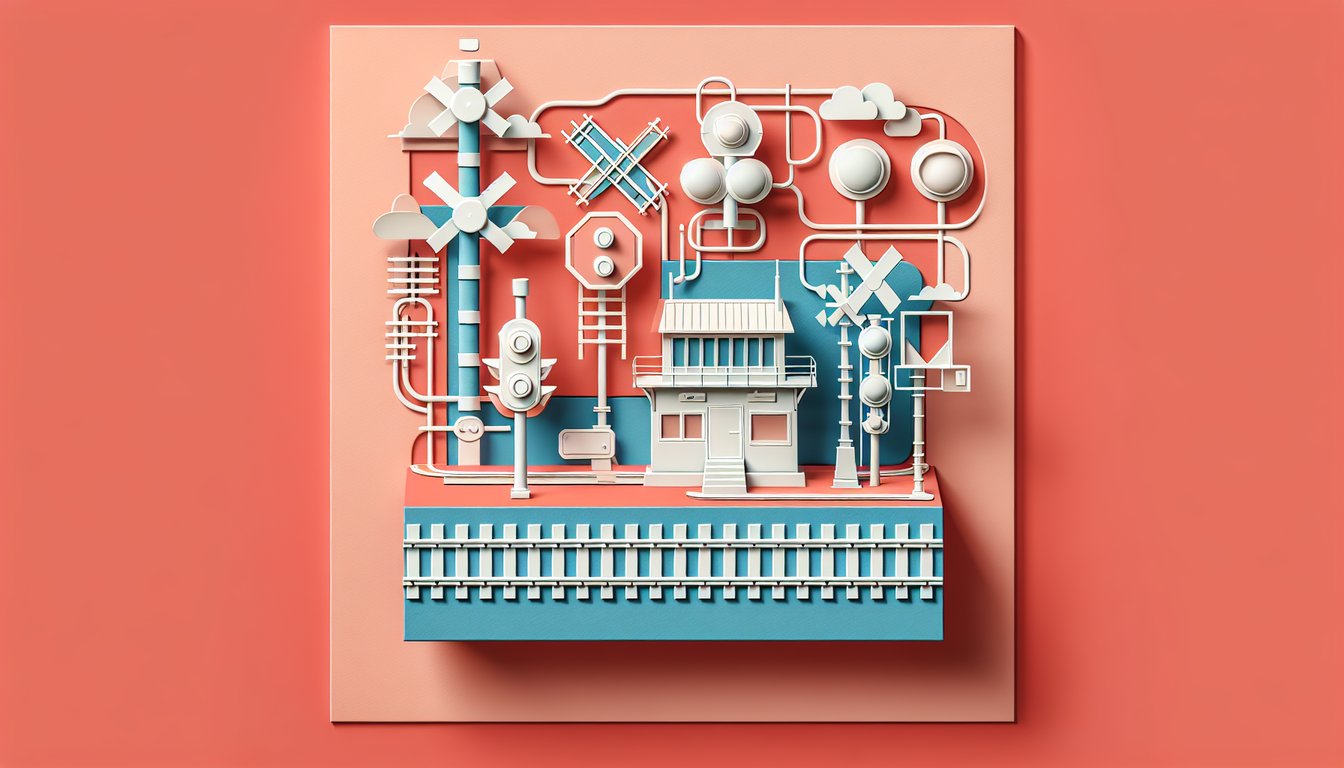 Paper art illustration for NORAC signal quiz on cab signal system knowledge on a coral background