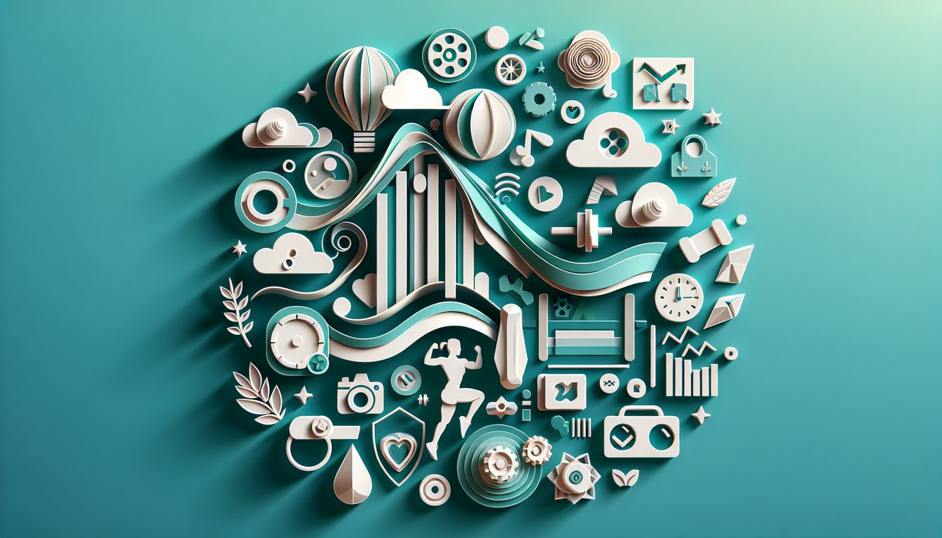 Paper art collage of fitness icons and quiz elements highlighting FITT principle on teal background