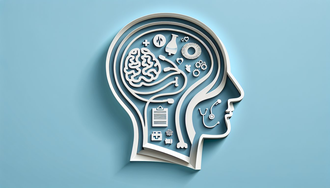 paper art brain and quiz elements on sky blue background for intracranial pressure NCLEX quiz on earliest and late signs