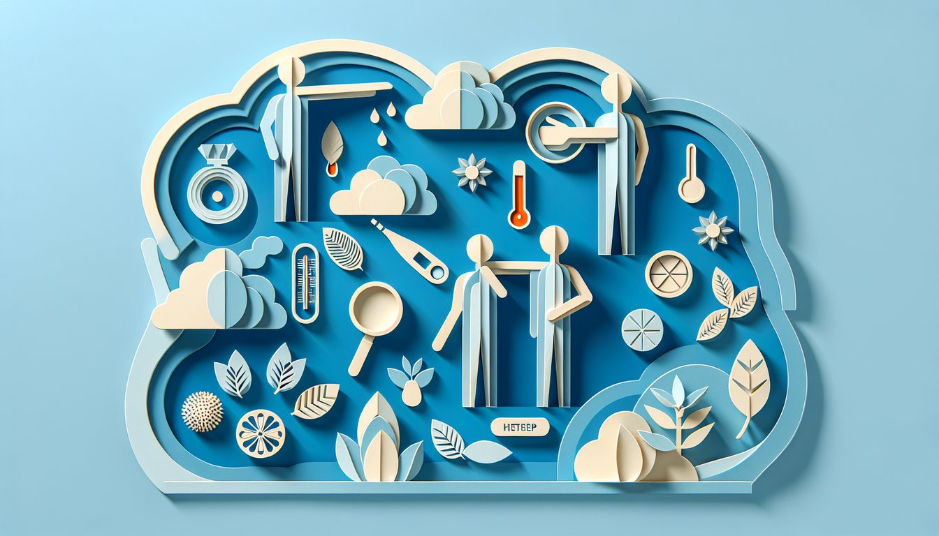 Paper art illustration for cough checker quiz with tips on identifying cough type on sky blue background