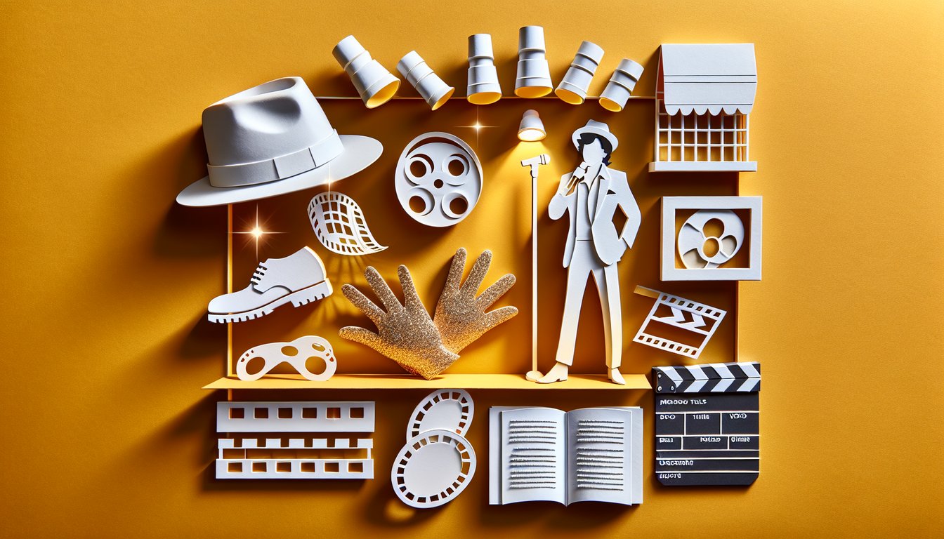Paper art illustration for Michael Jackson You Are Not Alone video quiz on golden yellow background