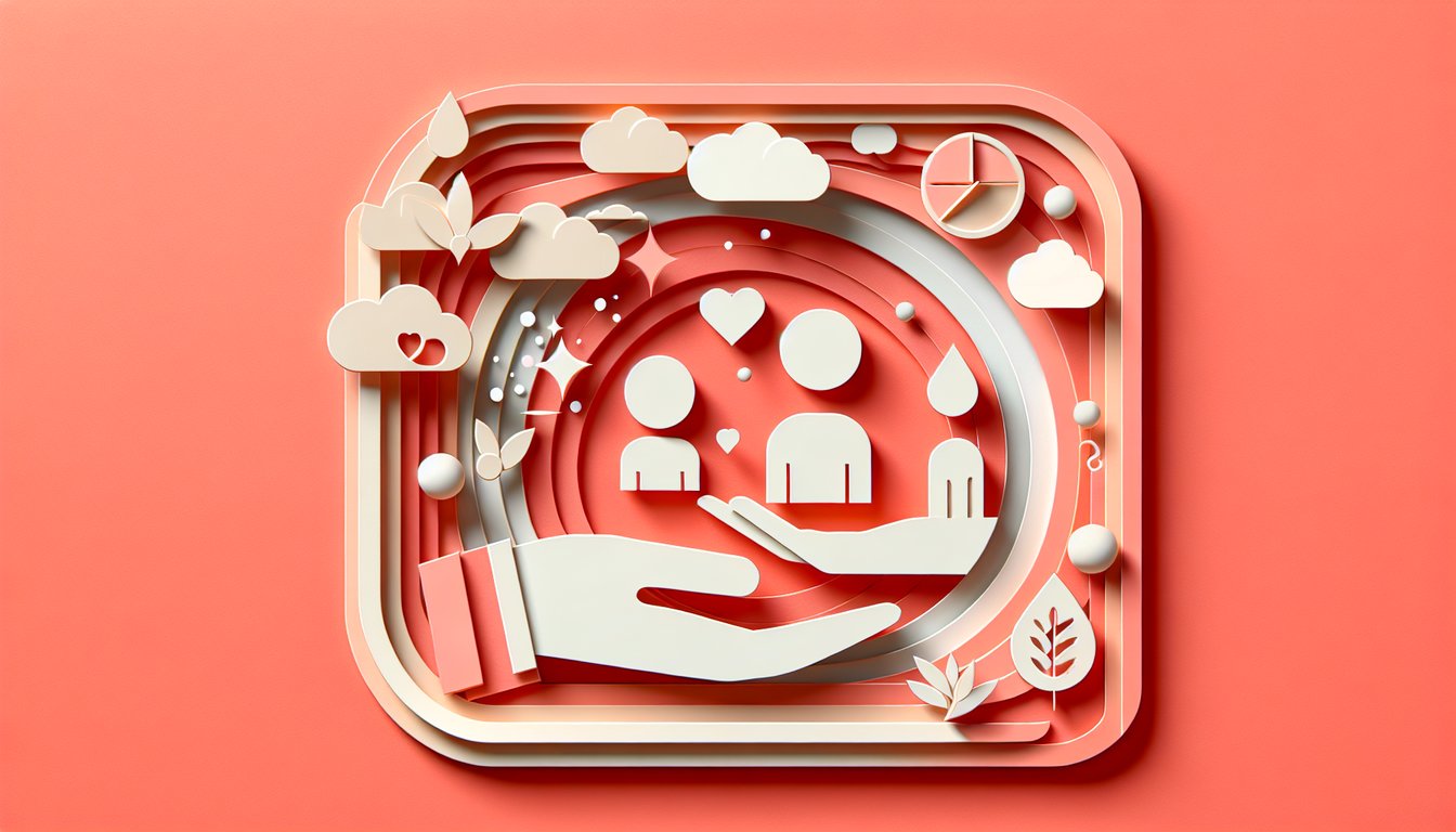 Paper art illustration for emotionally unavailable quiz on a coral background