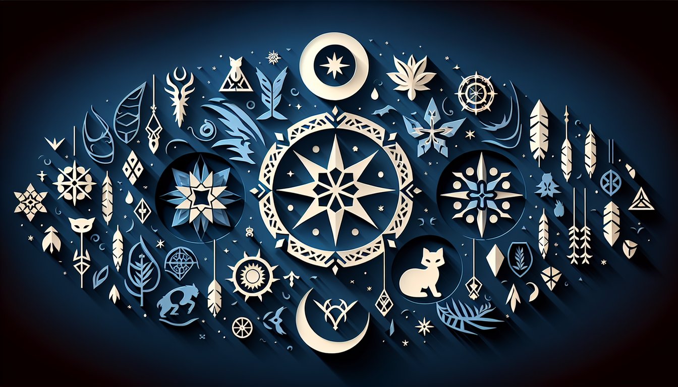 Paper art illustration for warrior cat life personality quiz on dark blue background