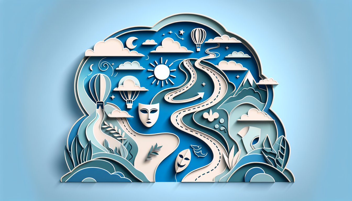 Paper art illustration of winged characters soaring on sky blue background for Maximum Ride personality quiz