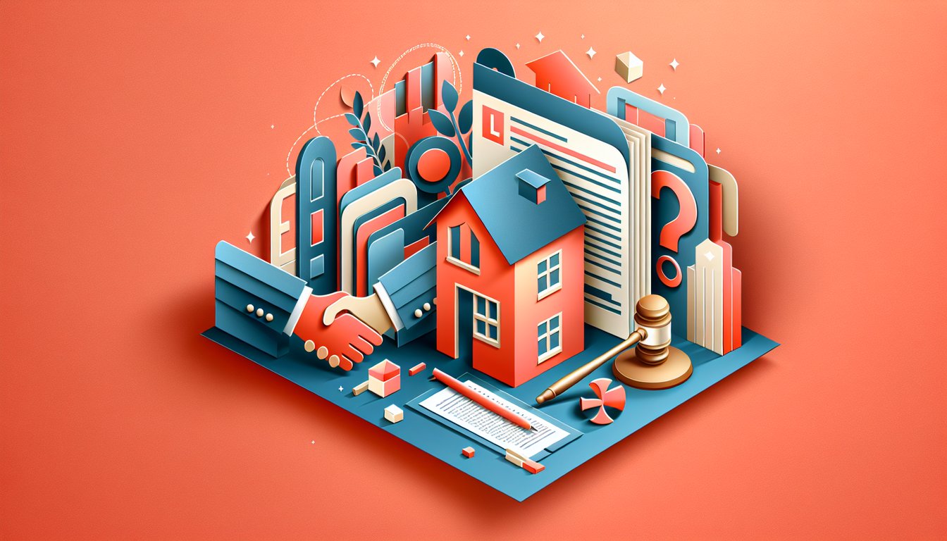 Paper art illustration for real estate trivia quiz on coral background