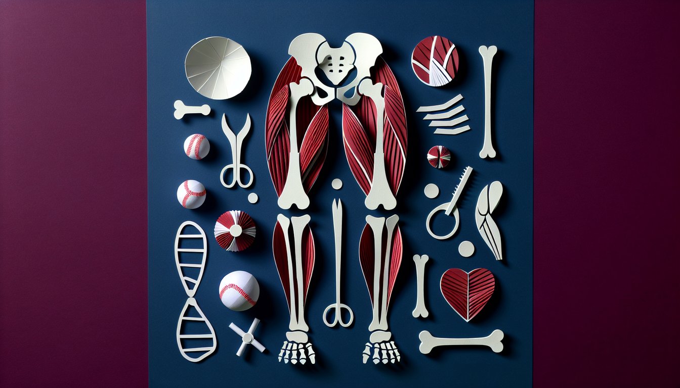 Colorful paper art featuring a quiz on lower limb muscle anatomy.