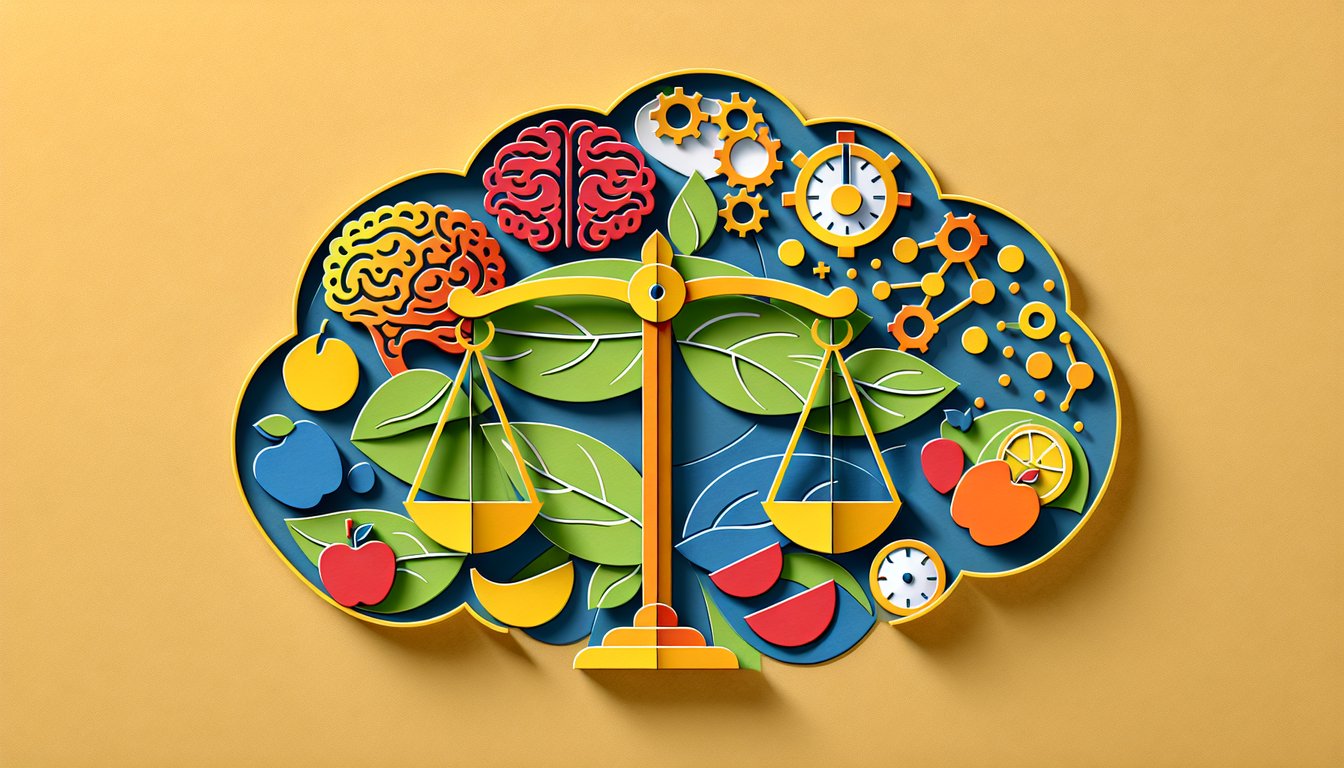 Paper art cutout of woman holding Do I Have Anorexia Quiz sign with key facts icons on golden yellow background