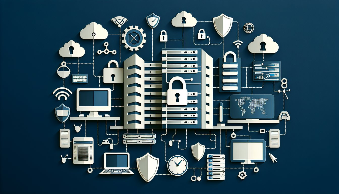 Colorful paper art depicting elements related to IT Security and Administration Quiz