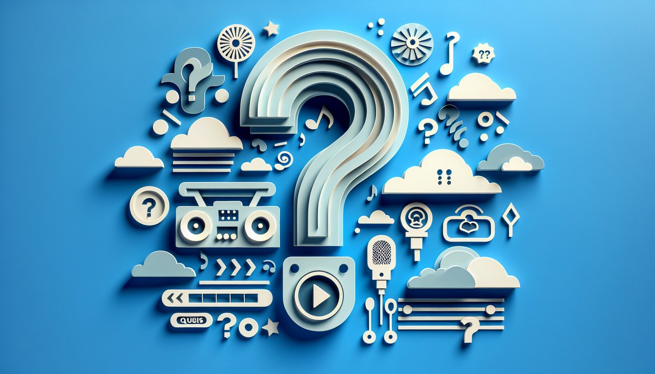 Paper art illustration for Billie Eilish trivia quiz on a sky blue background