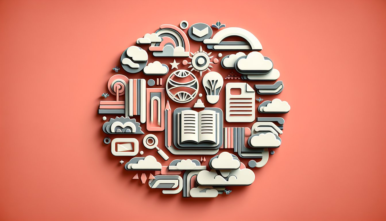 Paper art illustration for English language word class quiz on a coral background.