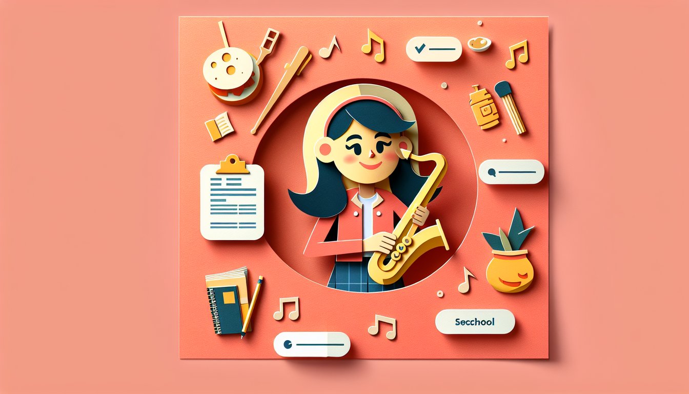 Paper art portrait of Lisa Simpson holding quiz card on coral background