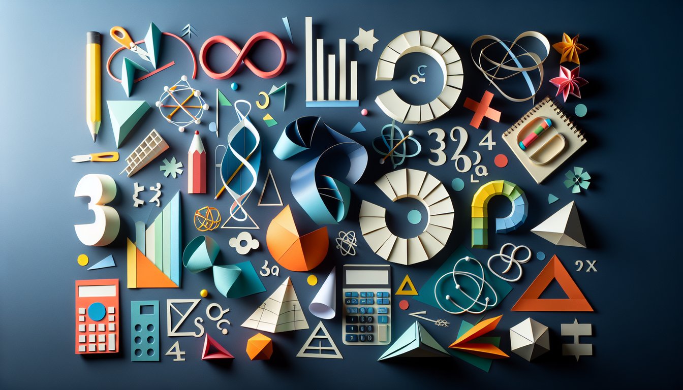Paper art promoting Functions in Focus quiz for high school students to improve math skills.