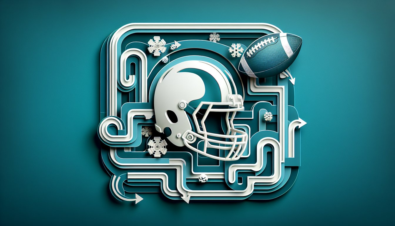 Paper art illustration for NFL quarterback persona quiz on a teal background
