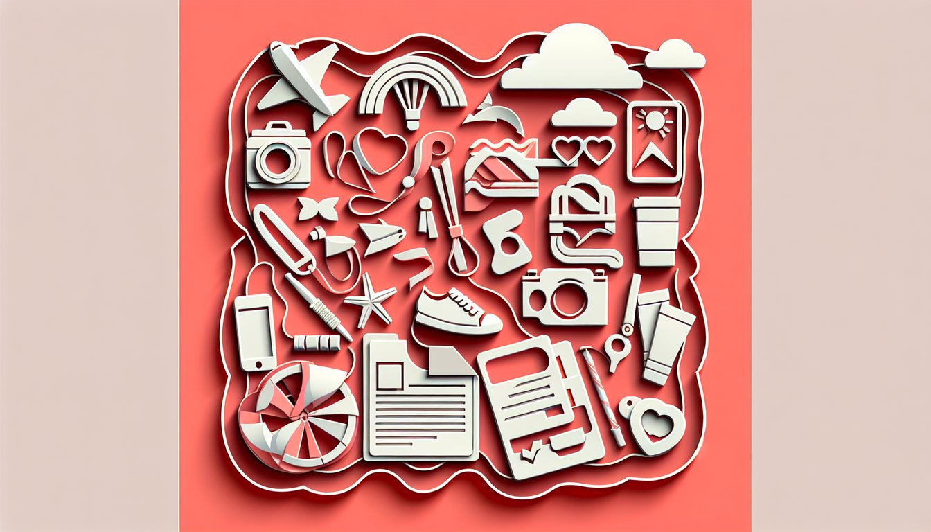 Paper art quiz illustration on a coral background about discovering personal passions and preferences